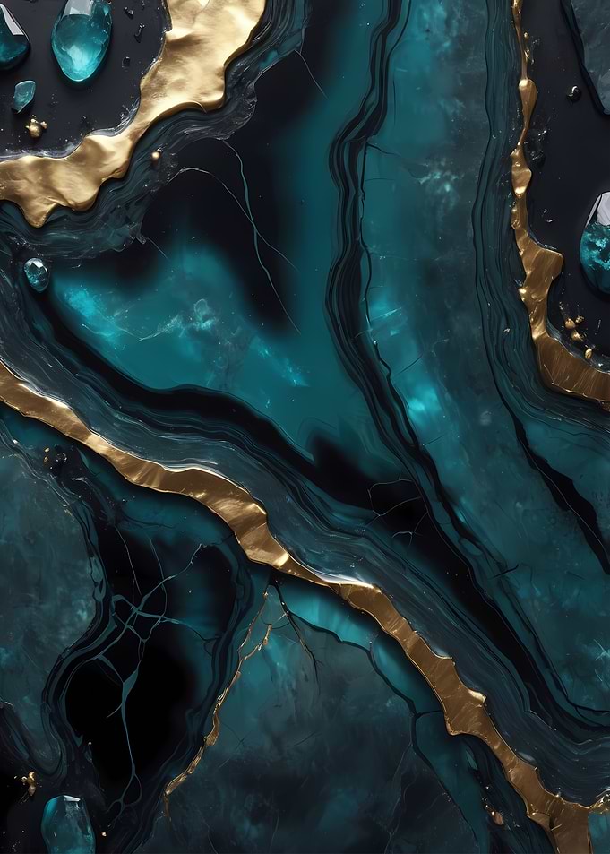 Teal and Gold Abstract Art
