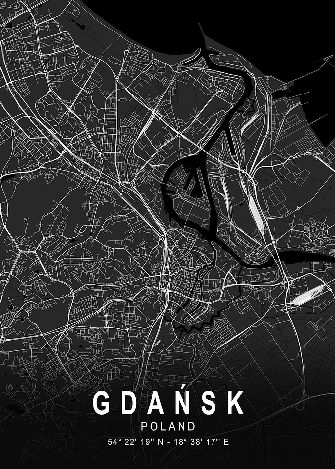 Gdańsk Dark City Map