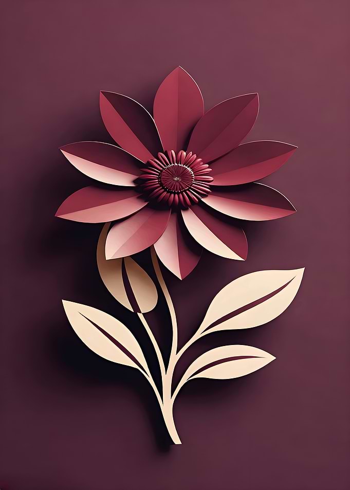 Burgundy Paper Flower Art