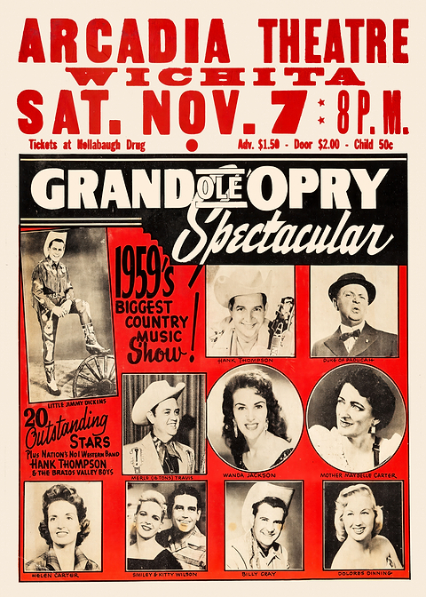 Grand Ole Opry Country Music Show — vintage concert poster on metal