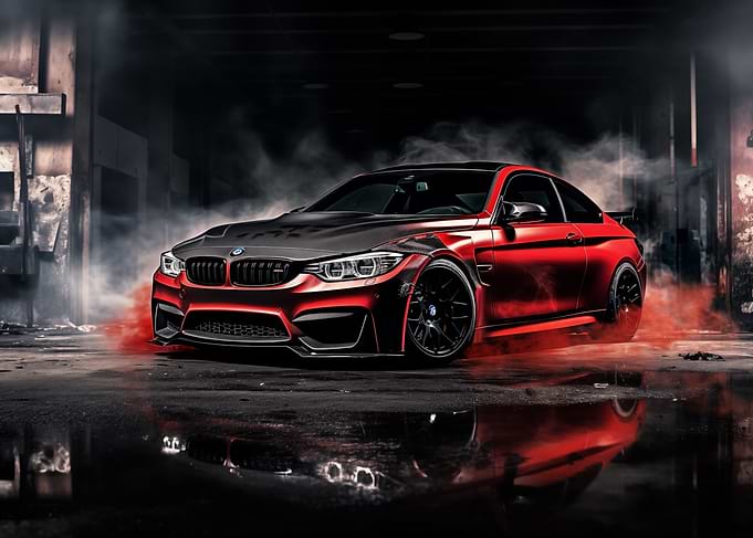 Red BMW M4 sports car
