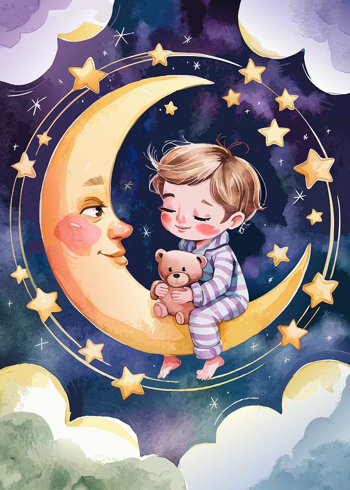 Child Sleeping on the Moon