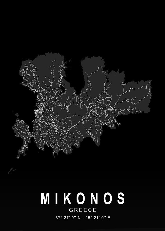 Mykonos Island Dark Map