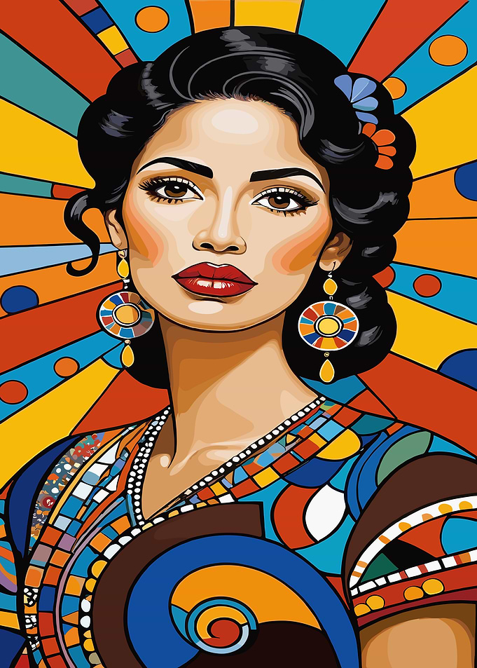 Woman in Geometric Pattern