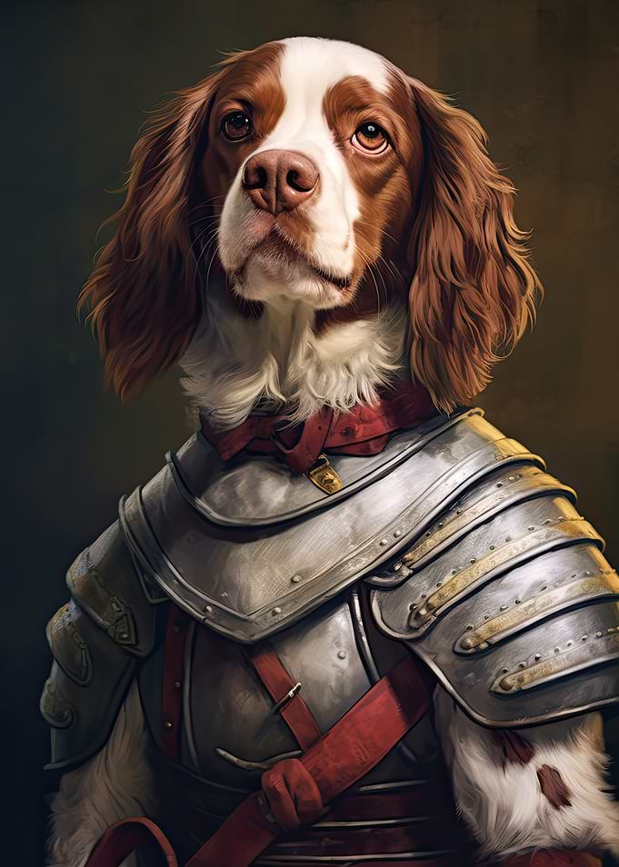 Brittany Spaniel Dog in Armor
