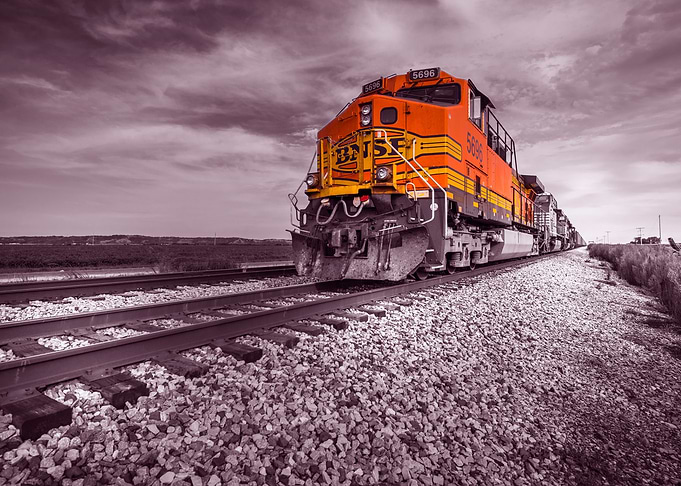 Freight Train on Tracks
