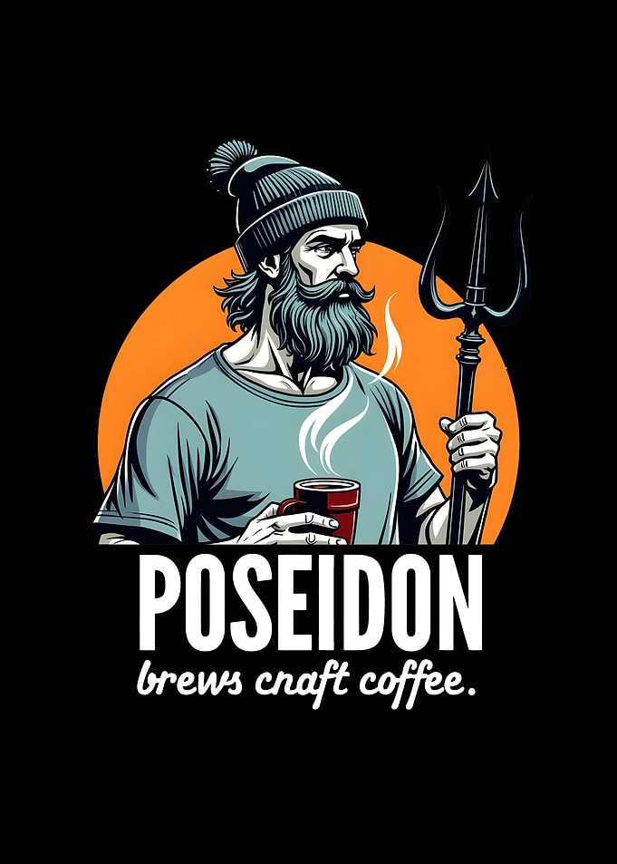 Poseidon Brews Craft Coffee Hipster Design