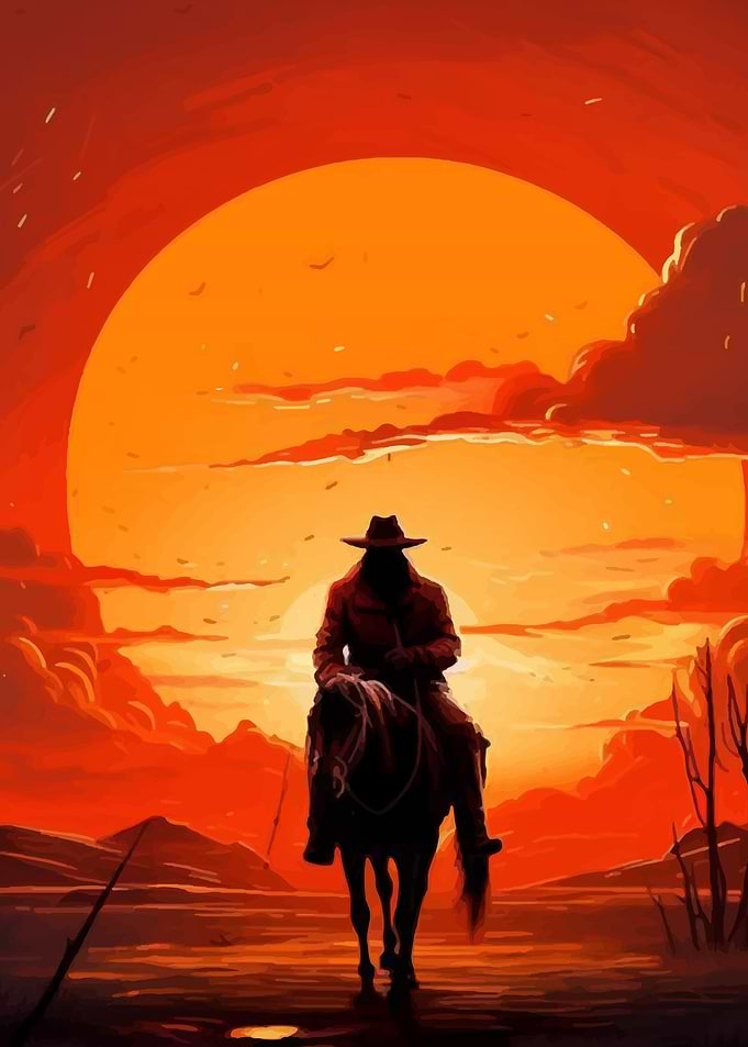 Cowboy Silhouette Sunset