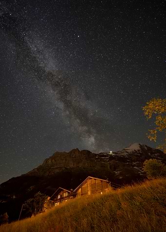 Milky Way Over Mountain Cabin