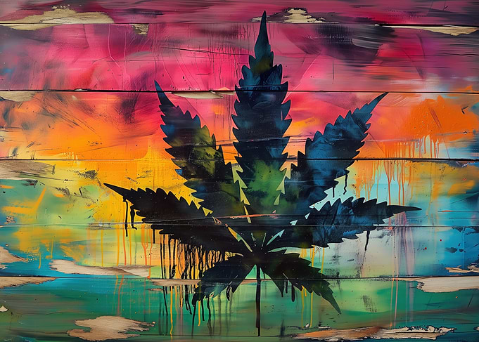 Cannabis Leaf on Wood