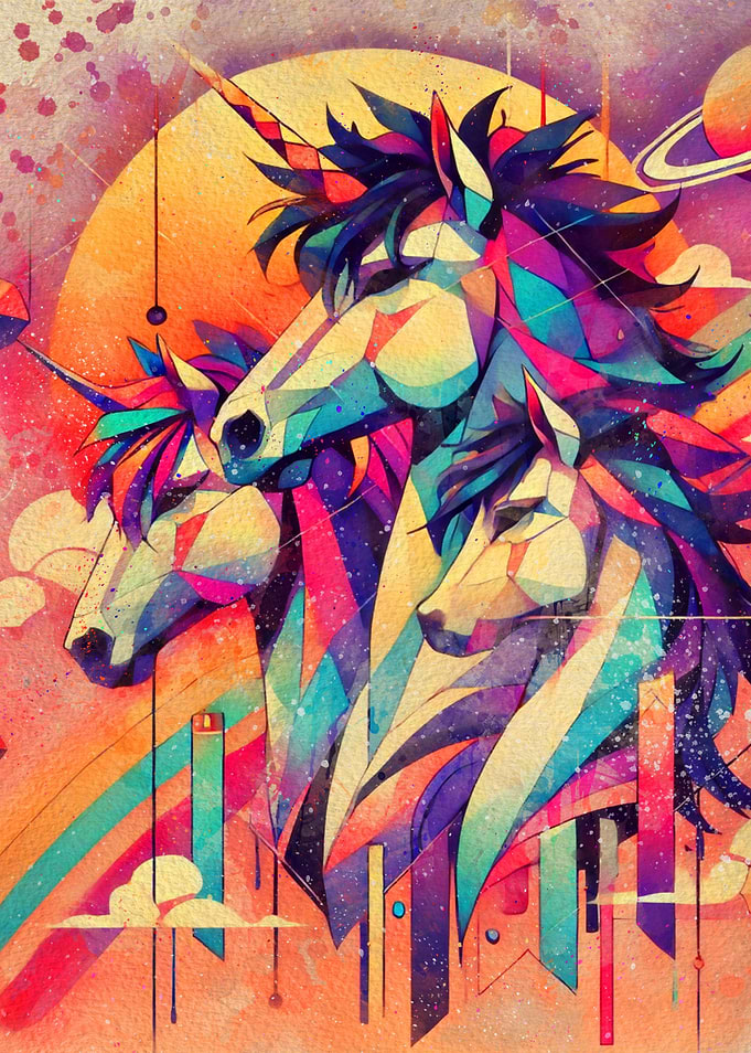 Geometric Abstract Unicorn Decorative Painting