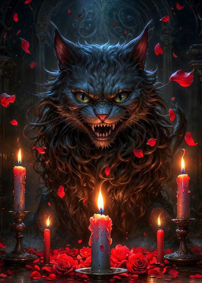 Cheshire Cat with Magic Candles