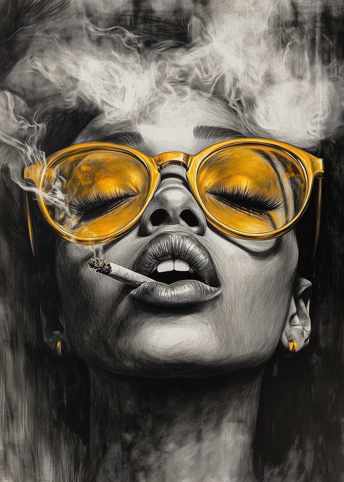 stoner girl Smoking Marijuana Sunglasses