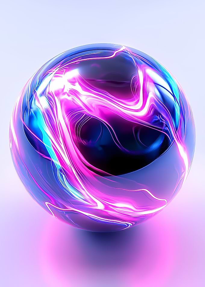 Abstract Sphere with Neon Lights