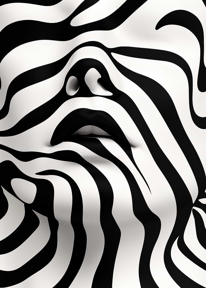 Abstract Face with Zebra Stripes