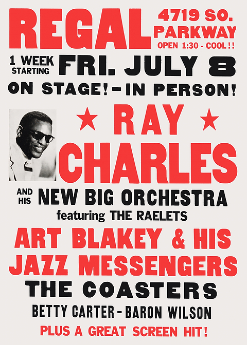 Ray Charles Concert Poster — retro concert bill printed on metal