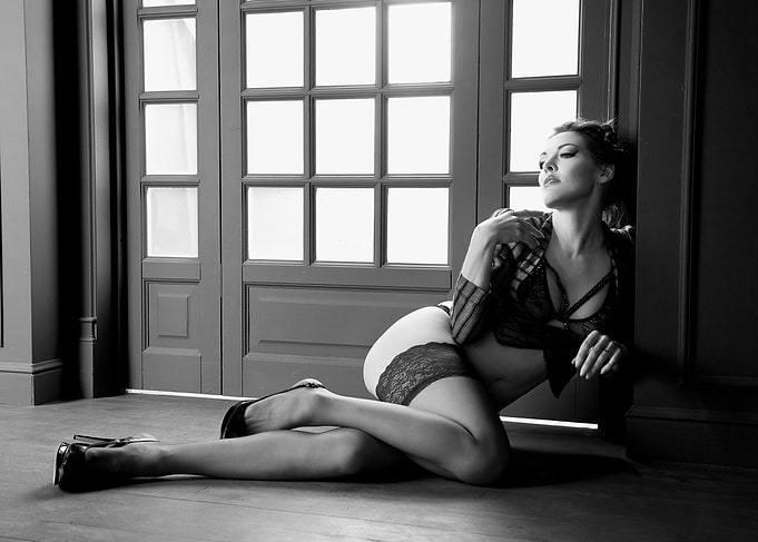Woman in Lingerie by Door