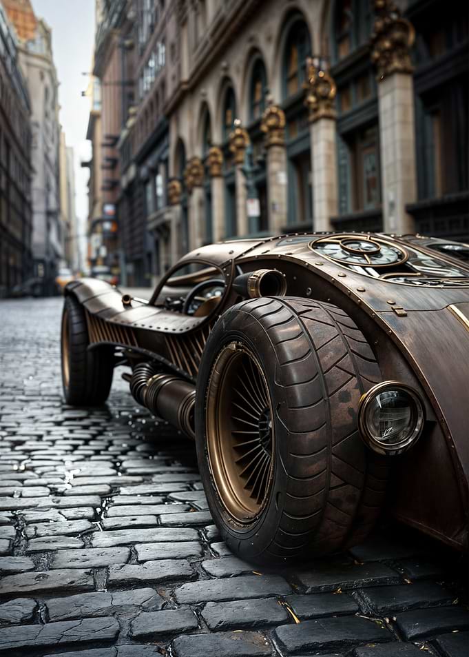 Steampunk Car in City