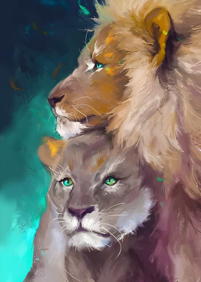 Lion Couple Portrait