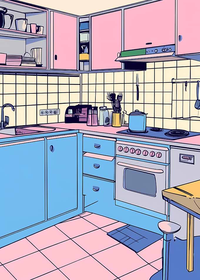 Retro Kitchen Illustration