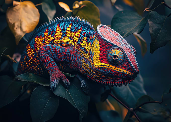 Colorful Chameleon on Branch Nature Photo