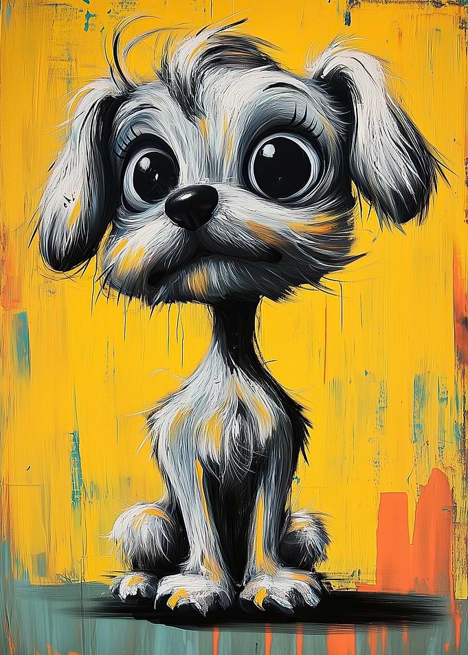Cute Cartoon Dog Painting