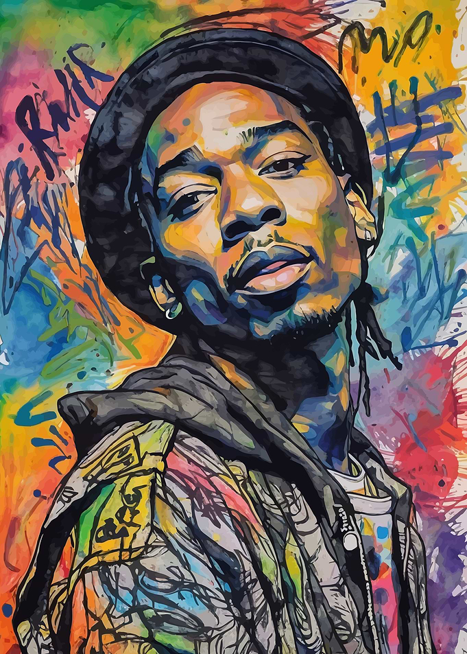 Wiz Khalifa Rapper Portrait Watercolor