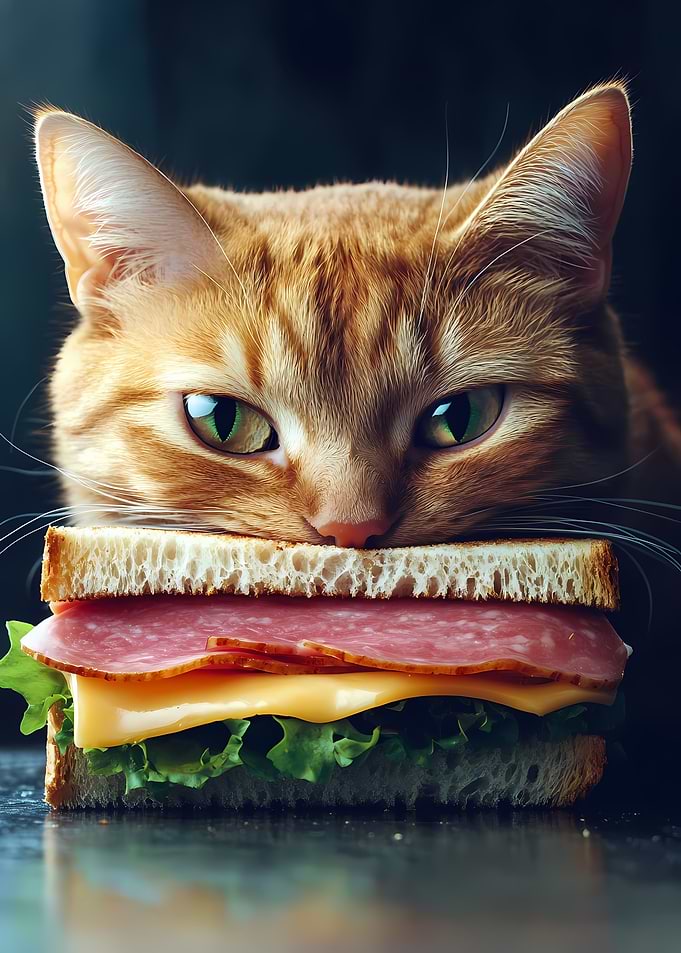 Ginger Cat and Sandwich