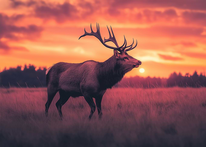 Majestic Elk at Sunset Wildlife Photo
