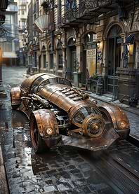 Steampunk Car in City