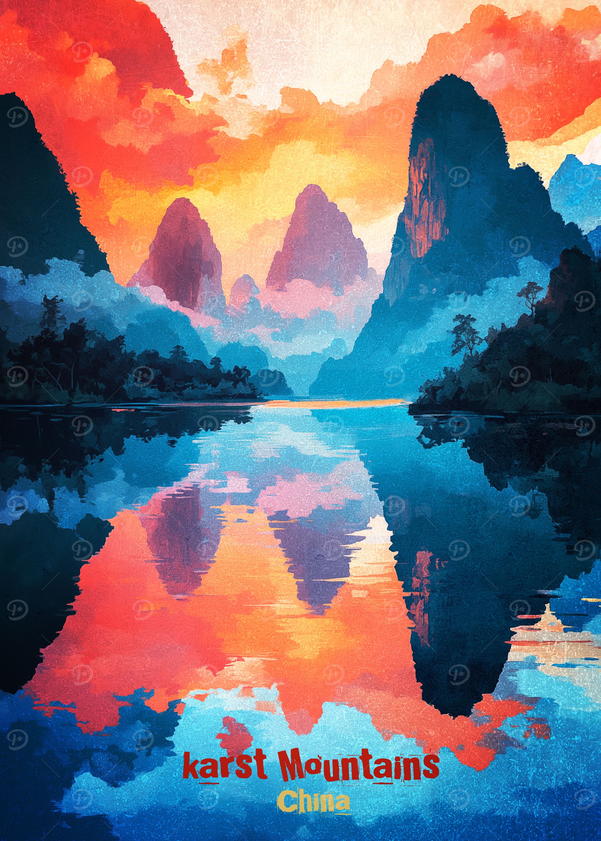 Karst Mountains Art Poster