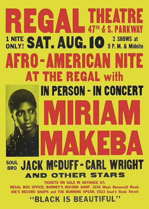 Miriam Makeba Concert Poster — retro concert bill printed on metal