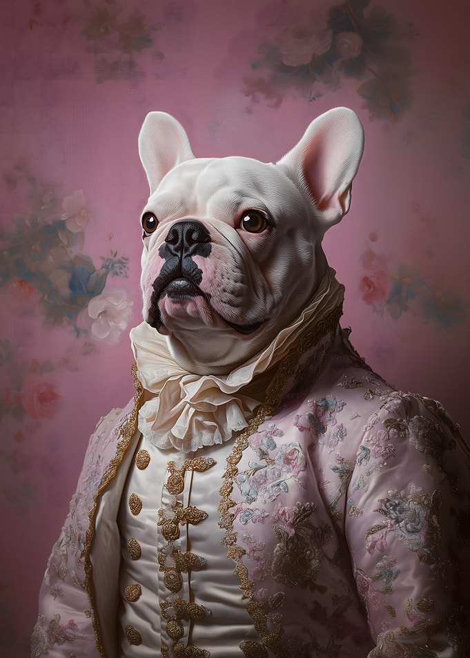 French Bulldog in Rococo Attire