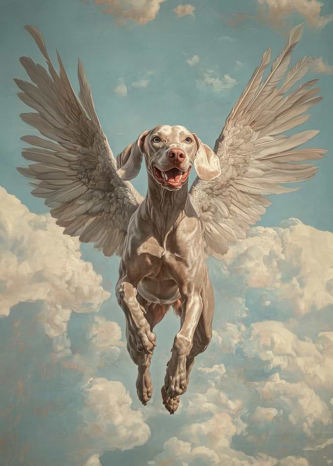 Weimaraner Angel | Pet Loss Remembrance Art | Dog with Wings
