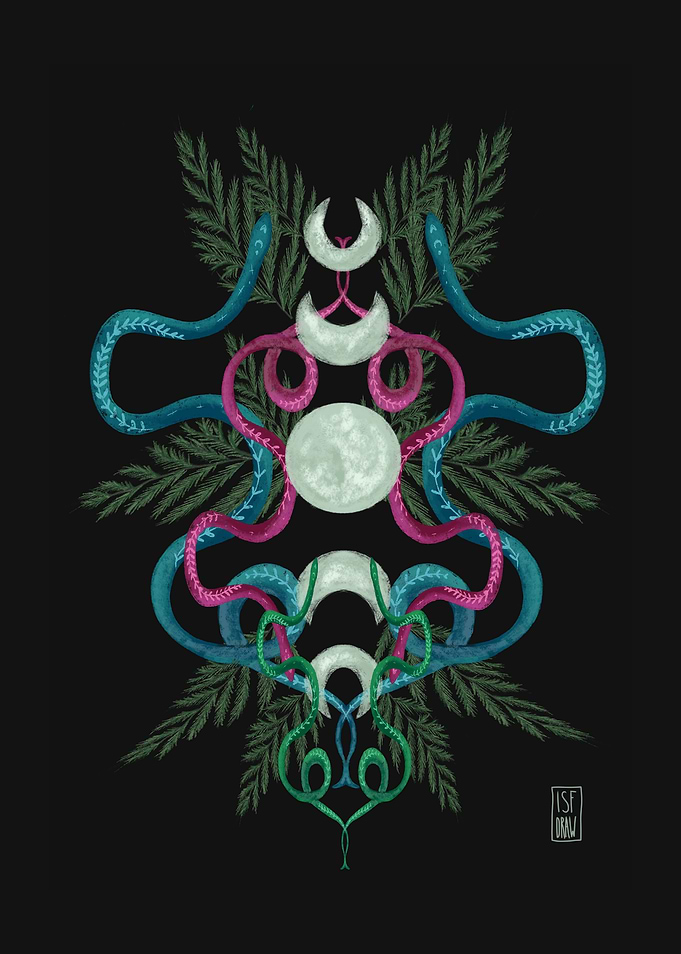 Serpentine Moon phase snake Symbol