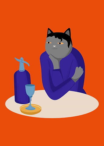 Cat with a Drink