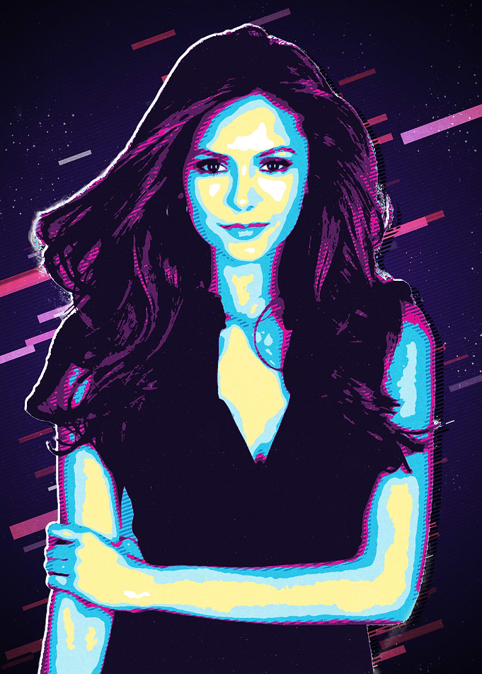Nina Dobrev 80s Retro Art