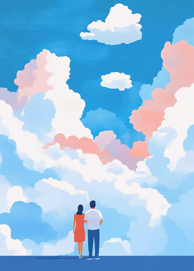 Couple Under a Cloudy Sky