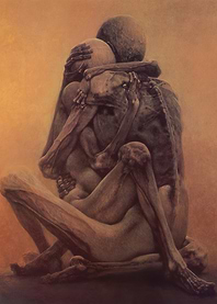 H.R. Giger Biomechanical Embrace by Zdzislaw Beksinsk