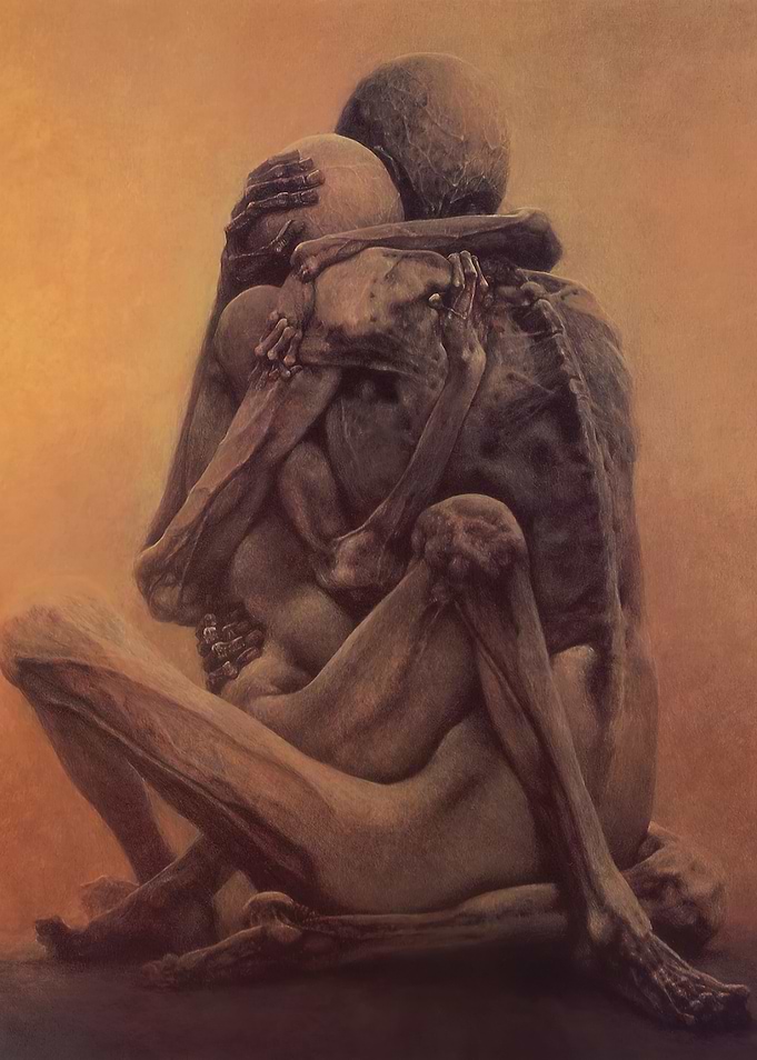 H.R. Giger Biomechanical Embrace by Zdzislaw Beksinsk