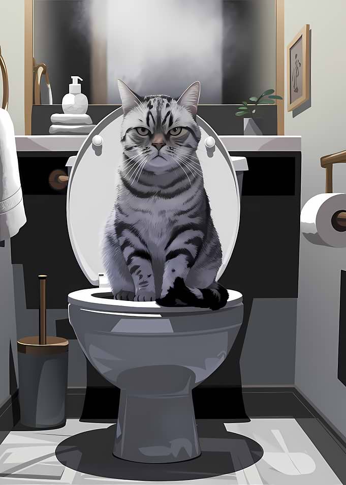 Sarcastic Cat Bathroom Art