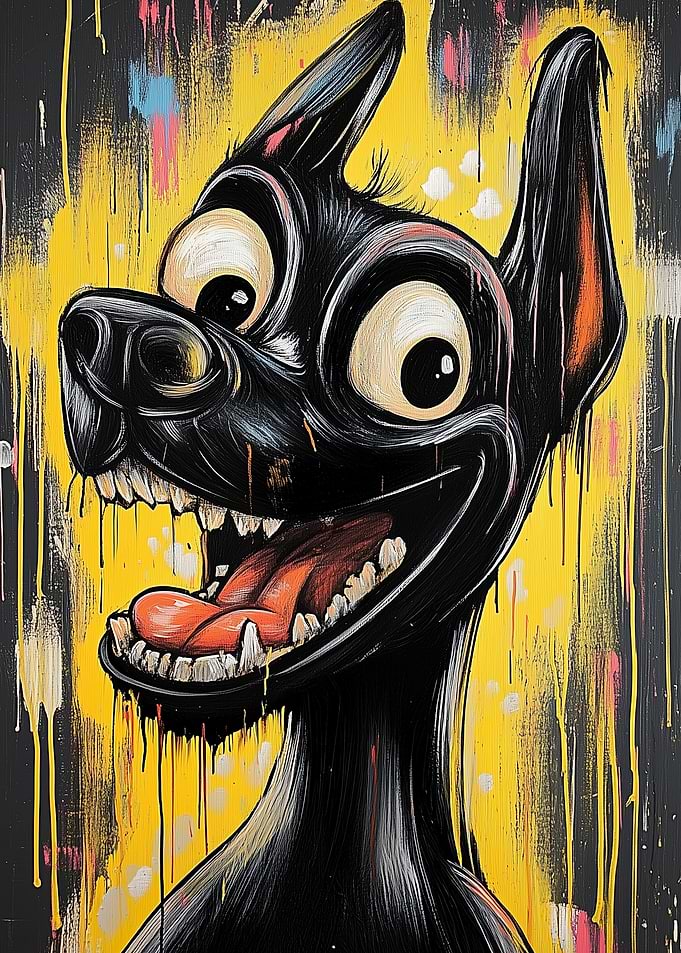 Grinning Dog Painting