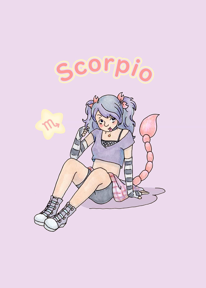 Scorpio Zodiac Girl Illustration