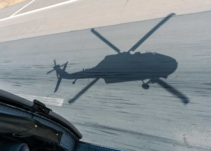 Helicopter Shadow on Runway