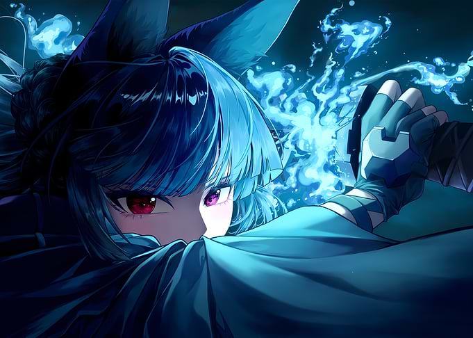 Girl with Blue Flame Sword