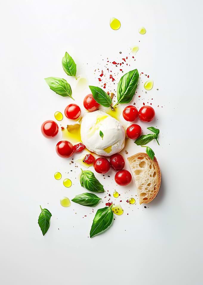 Burrata with Tomatoes and Basil