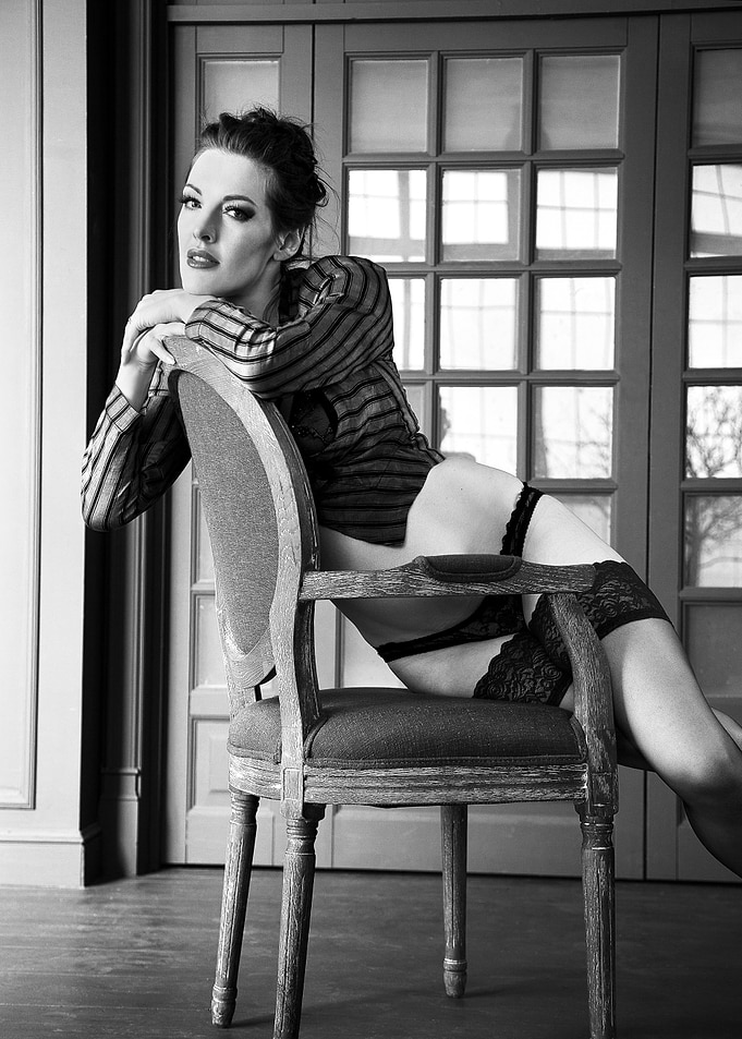 Woman in Lingerie on Chair