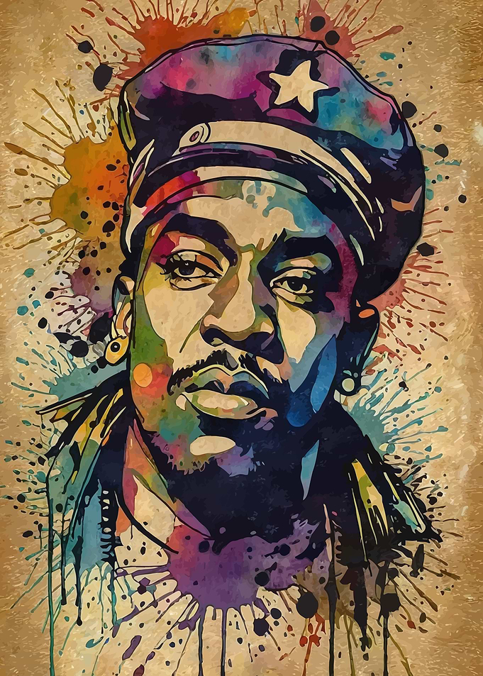 Coolio Rapper Watercolor Portrait