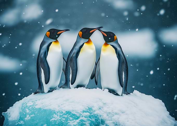 King Penguins on Iceberg in Antarctica