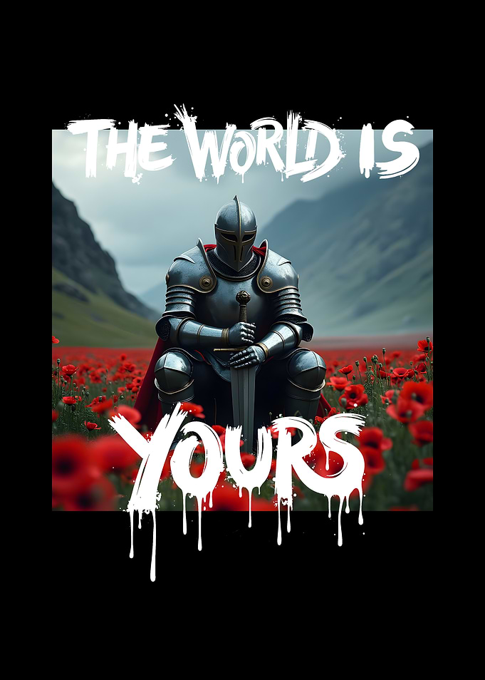 The World Is Yours Knight in Red Flower Field
